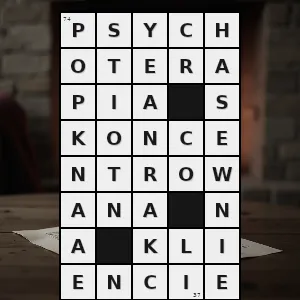 Rozwiązanie krzyżówki: psychoterapia ukierunkowana na reintegrację osobowości poprzez stworzenie spójności ja z doświadczeniem - psychoterapia skoncentrowana na kliencie | hasła, synonimy i podpowiedzi Hasło krzyżówkowe psychoterapia ukierunkowana na reintegrację osobowości poprzez stworzenie spójności ja z doświadczeniem - psychoterapia skoncentrowana na kliencie – rozwiązanie, synonimy, podpowiedzi i definicje krzyżówkowe